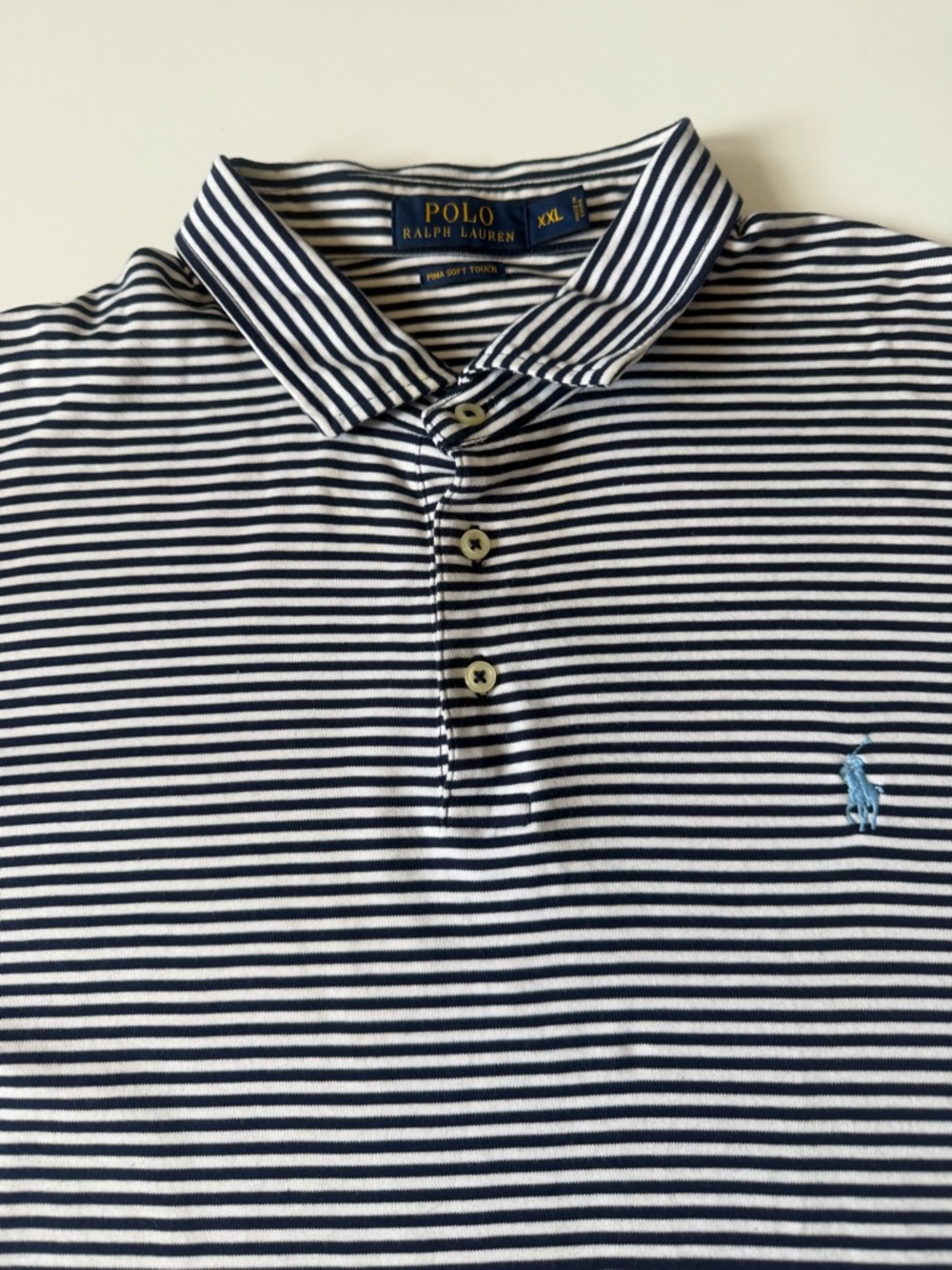Polo Ralph Lauren Blue White Striped Pima Soft Touch Polo Shirt Men